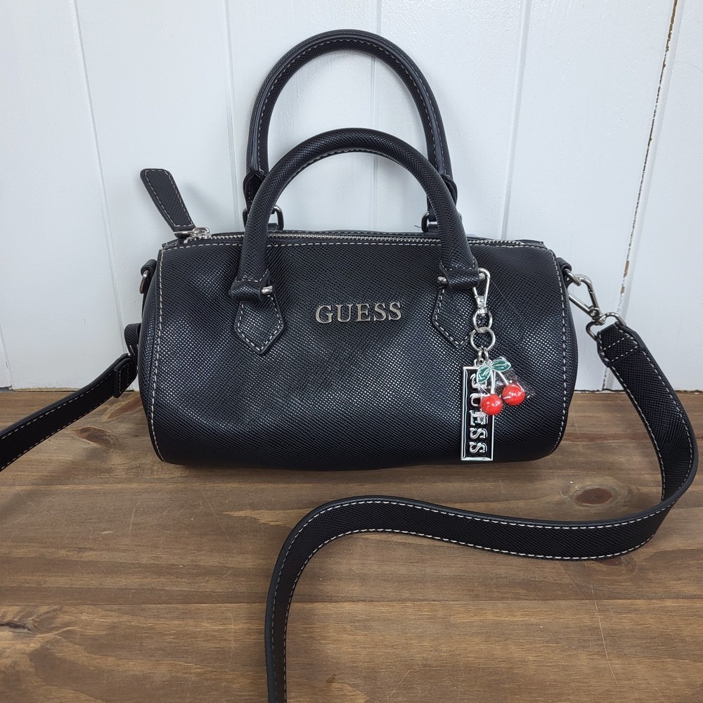 Guess Black Barrel Bag Cherry Charm Crossbody /Shoulder Bag